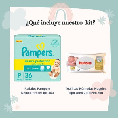 Imagen 2 de 4 de Combo Pañales Pampers Deluxe Protection P x 36u + Toallitas húmedas con óleo calcáreo
