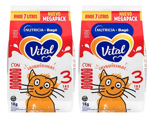 Imagen 1 de 3 de Combo x2 Leche en Polvo Vital 3 pouch 1kg