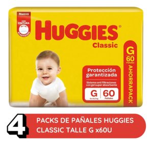 Miniatura 2 de 3 de Combo x4 Pañales Huggies Classic G x 60u