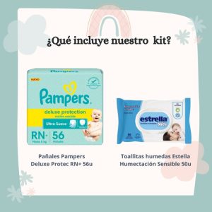 Miniatura 2 de 4 de Combo Pañales Pampers Deluxe Protection RN x 56u + Toallitas húmedas Estrella x 50u
