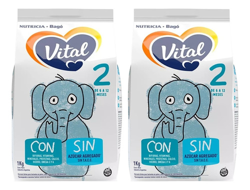 Imagen 1 de 5 de Combo x2 Leche en Polvo Vital 2 pouch 1kg