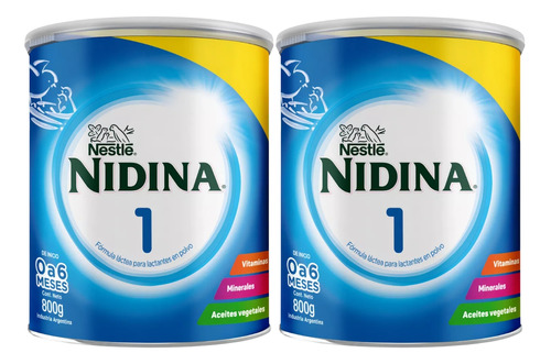 Imagen 1 de 3 de Combo x2 Leche En Polvo Nidina 1 Lata x 800g