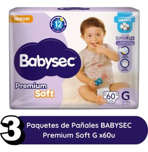 Miniatura 2 de 2 de Combo x3 Pañales Babysec Premium Soft G x60u