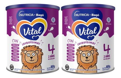 Imagen 1 de 4 de Combo x2 Leche En Polvo Vital 4 lata 800gr