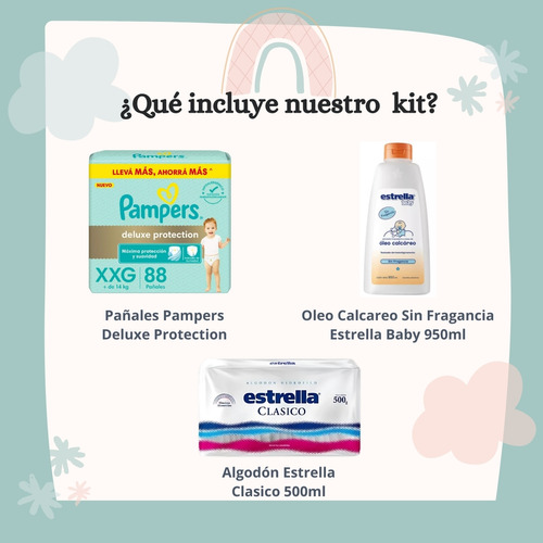 Imagen 2 de 5 de Combo Pañales Pampers Deluxe Protection XXG x 88u + Algodón clásico 500gr + Oleo calcáreo Estrella 950mL