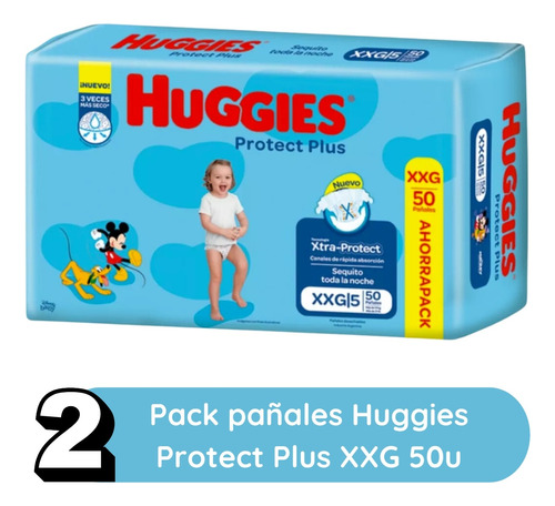 Imagen 2 de 9 de Combo x2 Pañales Huggies Protect Plus XXG x 50u