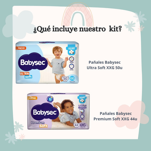 Imagen 2 de 3 de Combo Pañales Babysec Combinacion Ultrasoft + Premium Soft XXG