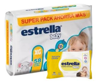 Imagen 1 de Set Pañales Estrella Baby Super Pack + Toallitas Humedas 50u