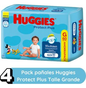 Miniatura 2 de 9 de Set 4 Pack Pañales Huggies Protect Plus Grande Talle G