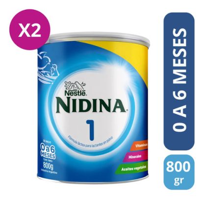 Imagen 2 de 3 de Combo x2 Leche En Polvo Nidina 1 Lata x 800g