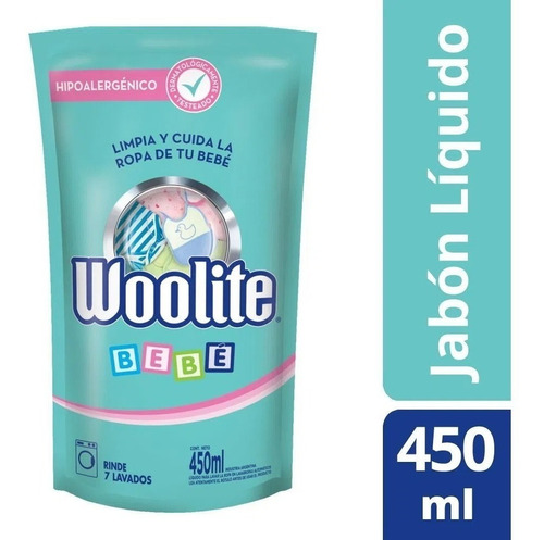 Imagen 2 de 4 de Woolite Jabon Liquido Ropa De Bebe Doypack 450ml