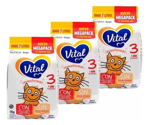 Imagen 1 de 4 de Combo x3 Leche en Polvo Vital 3 pouch 1kg