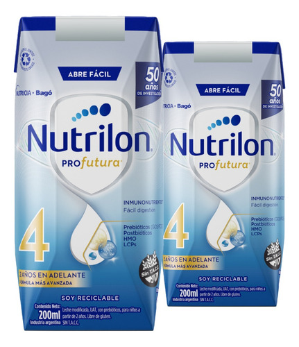 Imagen 3 de 3 de Combo 48u Leche Liquida Nutrilon Profutura 4 brick 200ml