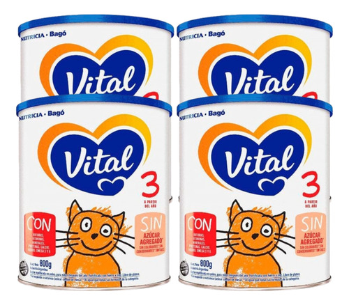 Imagen 1 de 4 de Combo x4 Leche En Polvo Vital 3 lata 800gr