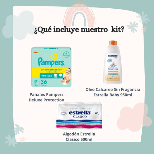 Imagen 2 de 5 de Combo Pañales Pampers Deluxe Protection P x 36u + Algodón clásico 500gr + Óleo calcáreo 950ml