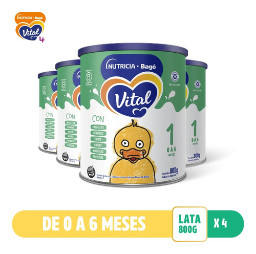 Imagen 2 de 5 de Combo x4 Leche En Polvo Vital 1 lata 800gr