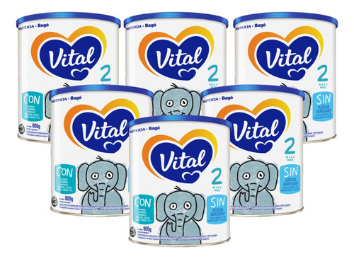 Imagen 1 de 5 de Combo x6 Leche En Polvo Vital 2 lata 800gr