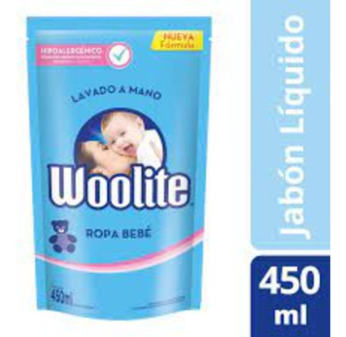 Imagen 2 de 4 de Woolite Lavado A Mano Bebé Jabón Líquido Repuesto D/p 450 Ml