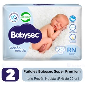 Miniatura 2 de 5 de Combo x2 Pañales Babysec RN x 20u