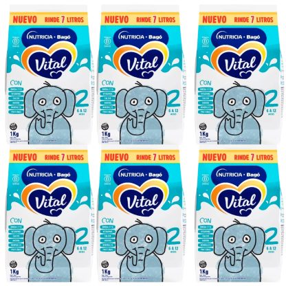 Imagen 1 de 5 de Combo x6 Leche en Polvo Vital 2 pouch 1kg