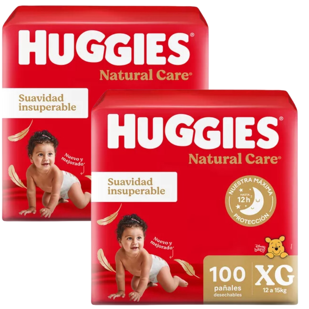 Imagen 1 de 3 de Combo x2 Pañales Huggies Natural Care (Pack Mensual)