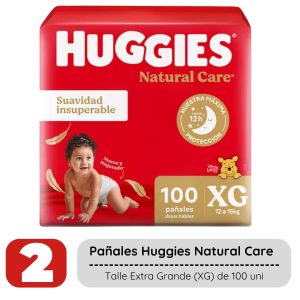 Miniatura 2 de 3 de Combo x2 Pañales Huggies Natural Care (Pack Mensual)