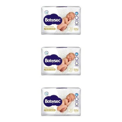 Imagen 1 de 2 de Combo x3 Pañales Babysec RN x 20u