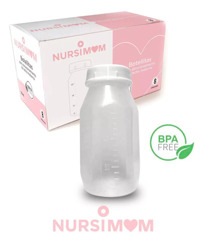 Imagen 1 de 1 de Nursimom set x 8 Botellas De Almacenamiento Para Leche Materna