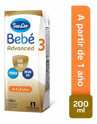 Imagen 4 de 4 de Combo x24 Leche Liquida Sancor Bebe Advanced 3 Brick 200 Ml