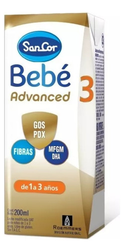 Imagen 3 de 4 de Leche Líquida Sancor Bebe Advanced 3 brick x 200ml