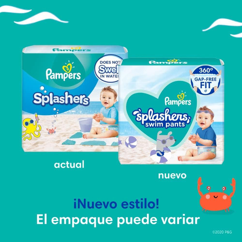 Imagen 7 de 7 de Pañales De Agua Pampers Splashers Talle S x 12U