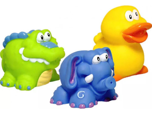 Imagen 2 de 4 de Animalitos Para El Baño Nuby Flotan Y Lanzan Agua Pack 3 Uni