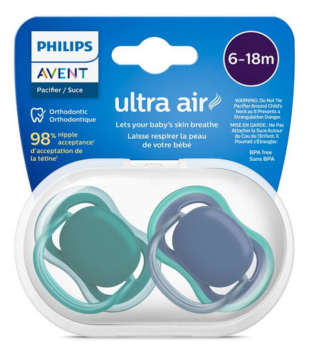 Imagen 2 de 2 de Chupetes Avent Silicona Ultra Air Scf085/31 6-18m X 2u