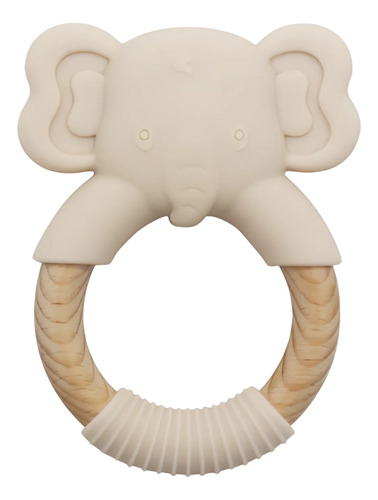 Imagen 1 de 1 de Nursimom Mordillo Elefante Silicona Con Anillo Madera