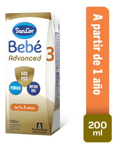 Imagen 2 de 4 de Leche Líquida Sancor Bebe Advanced 3 brick x 200ml