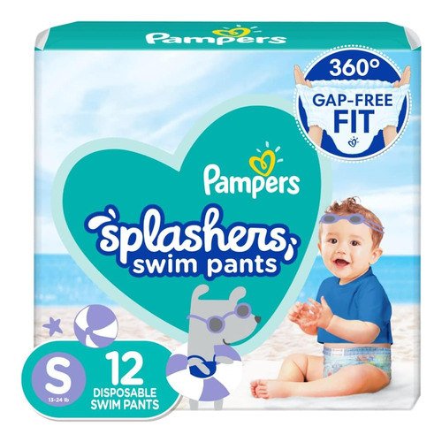 Imagen 1 de 7 de Pañales De Agua Pampers Splashers Talle S x 12U