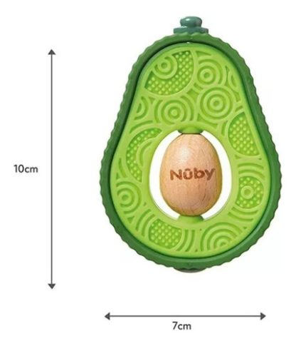 Imagen 2 de 3 de Mordillo Palta Avocado De Silicona Y Madera Giratoria Nuby