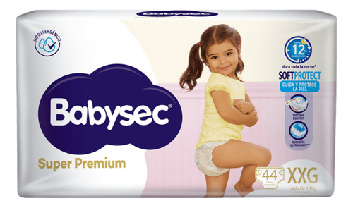 Imagen 1 de 1 de Pañales Babysec Super Premium XXG 44u