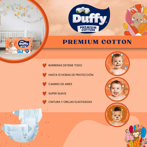 Imagen 2 de 3 de Pañales Duffy Hiperpack Premium Cotton P 40 Unidades