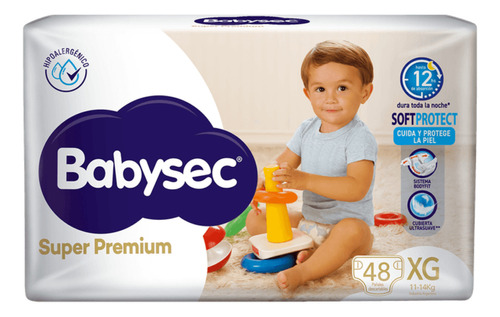 Imagen 1 de 1 de Pañales Babysec Super Premium XG 48u