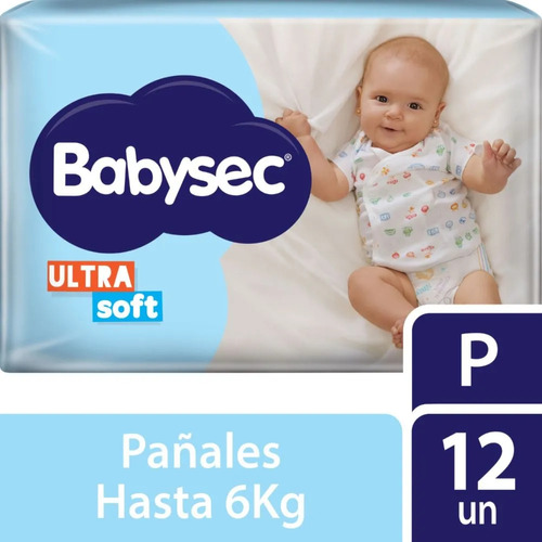 Imagen 1 de 2 de Pañales Descartables Babysec Ultrasoft Talle Pequeño P 12 U