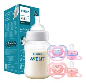Miniatura 1 de 1 de Set Mamadera Anticolic 260ml + 2 Chupetes Avent Ultra Air