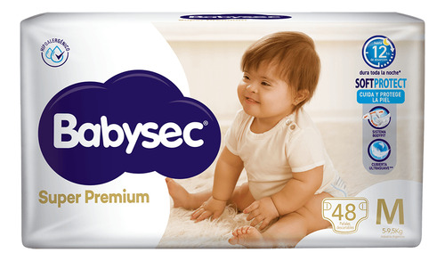 Imagen 1 de 2 de Pañales Babysec Super Premium M 48u