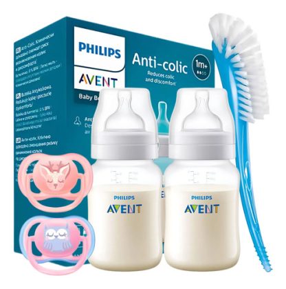 Imagen 1 de 1 de Set 2 Mamaderas Anticolic 260ml Chupete Ultra Air 0-6m Avent