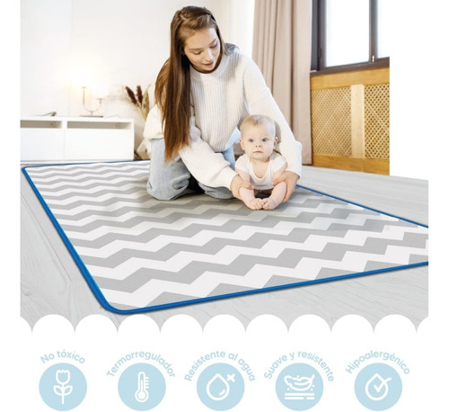 Imagen 6 de 7 de Alfombra Antigolpes Bebe Enrrollable Reversible 180 X 120 Cm