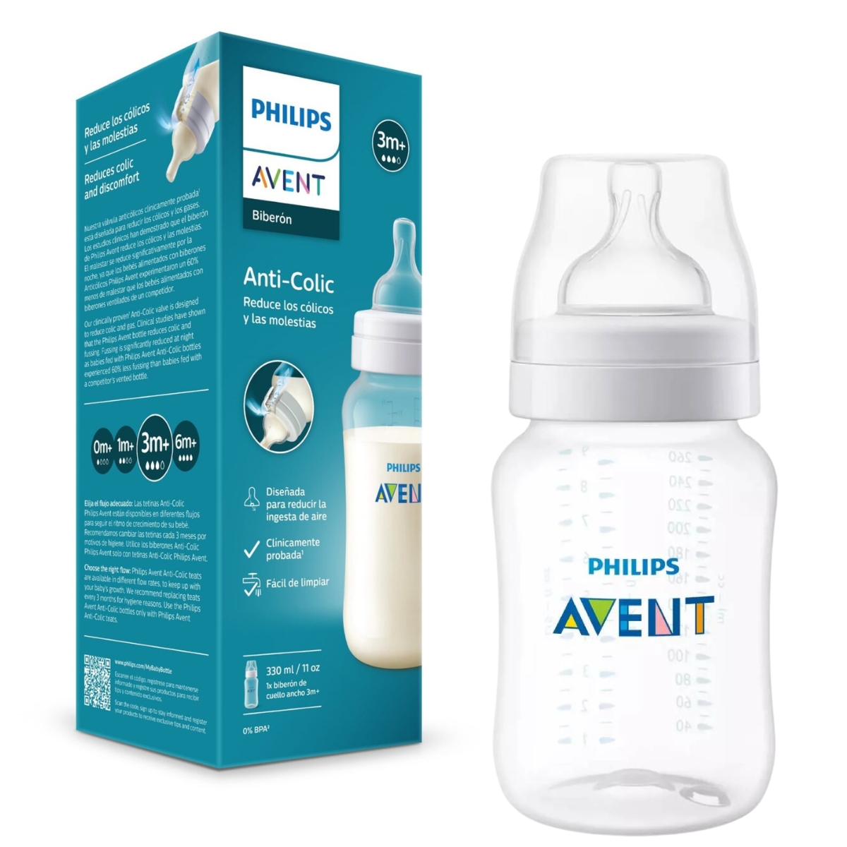 Imagen 1 de 7 de Philips Avent Mamadera Anticólicos Refresh Scy106/01 330ml