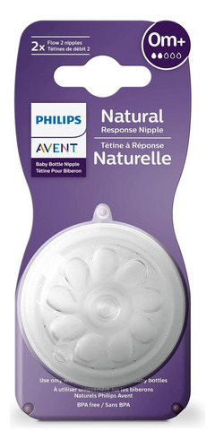 Imagen 2 de 3 de Tetinas Philips Avent Natural Response +0m Flujo Lento SCY962/02