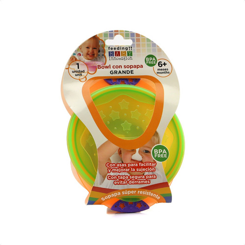 Imagen 6 de 12 de Bowl Con Sopapa Para Bebés Tamaño Large - Baby Innovation Color Naranja Liso