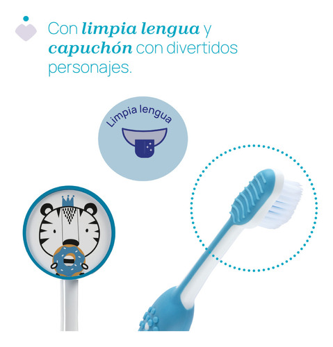 Imagen 6 de 7 de Cepillo De Dientes Chicco De 3-6 Años Color Azul