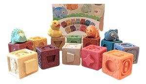 Miniatura 5 de 7 de Juego Didactico De Goma Blanda Cubos Y Animalitos Para Bebe Color Pastel